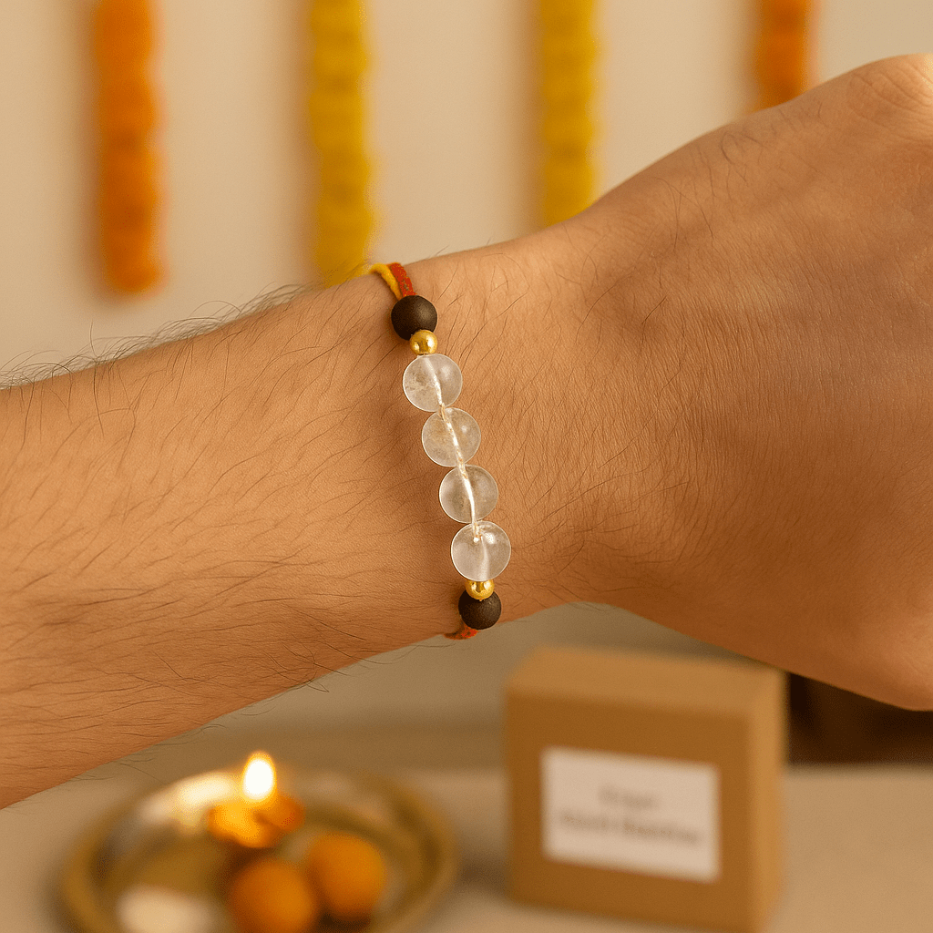 Clear Quartz Healing Rakhi - GOOD HABITSS