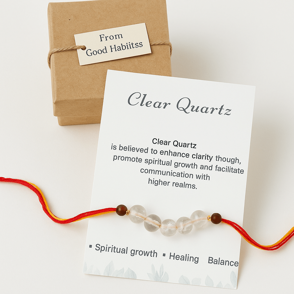 Clear Quartz Healing Rakhi - GOOD HABITSS