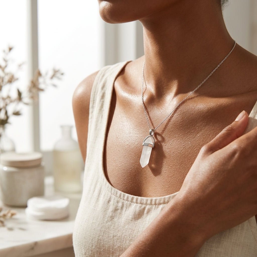 Clear Quartz Pencil Pendant - GOOD HABITSS
