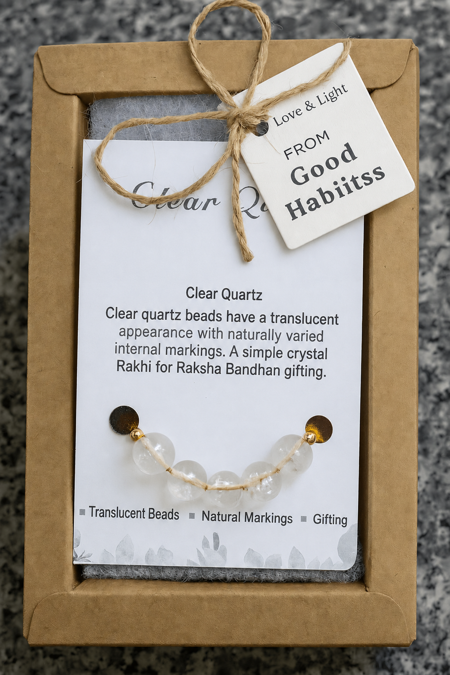 Clear Quartz Rakhi – Crystal-Inspired Raksha Bandhan Gift — product details