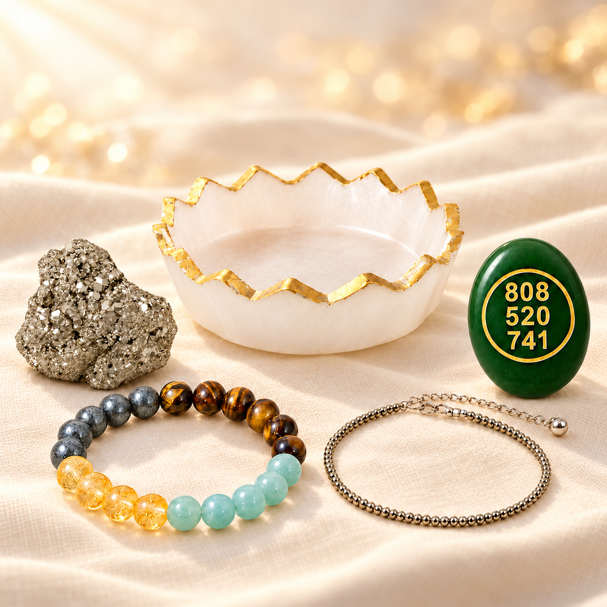 Crystal & Decorative Gift Set on warm cream linen