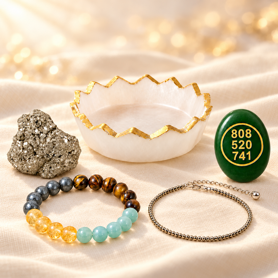 Crystal & Decorative Gift Set on warm cream linen