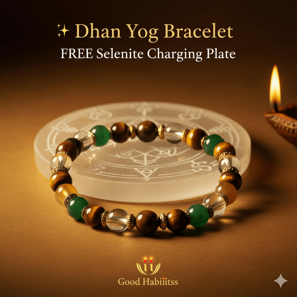 Dhan Yog Bracelet I FREE Selenite Charging Plate I Certificate of Authenticity - GOOD HABITSS