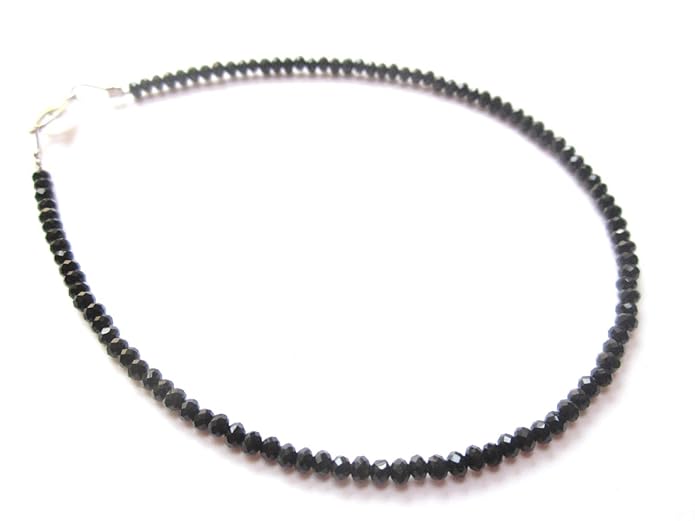 Faceted Black Anklet - GOOD HABITSS