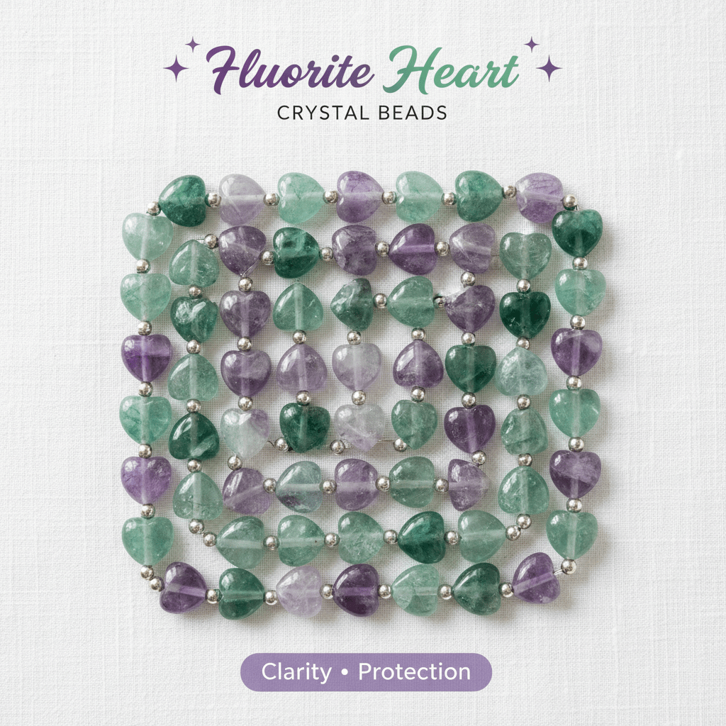 Fluorite Heart Crystal Beads Line - GOOD HABITSS