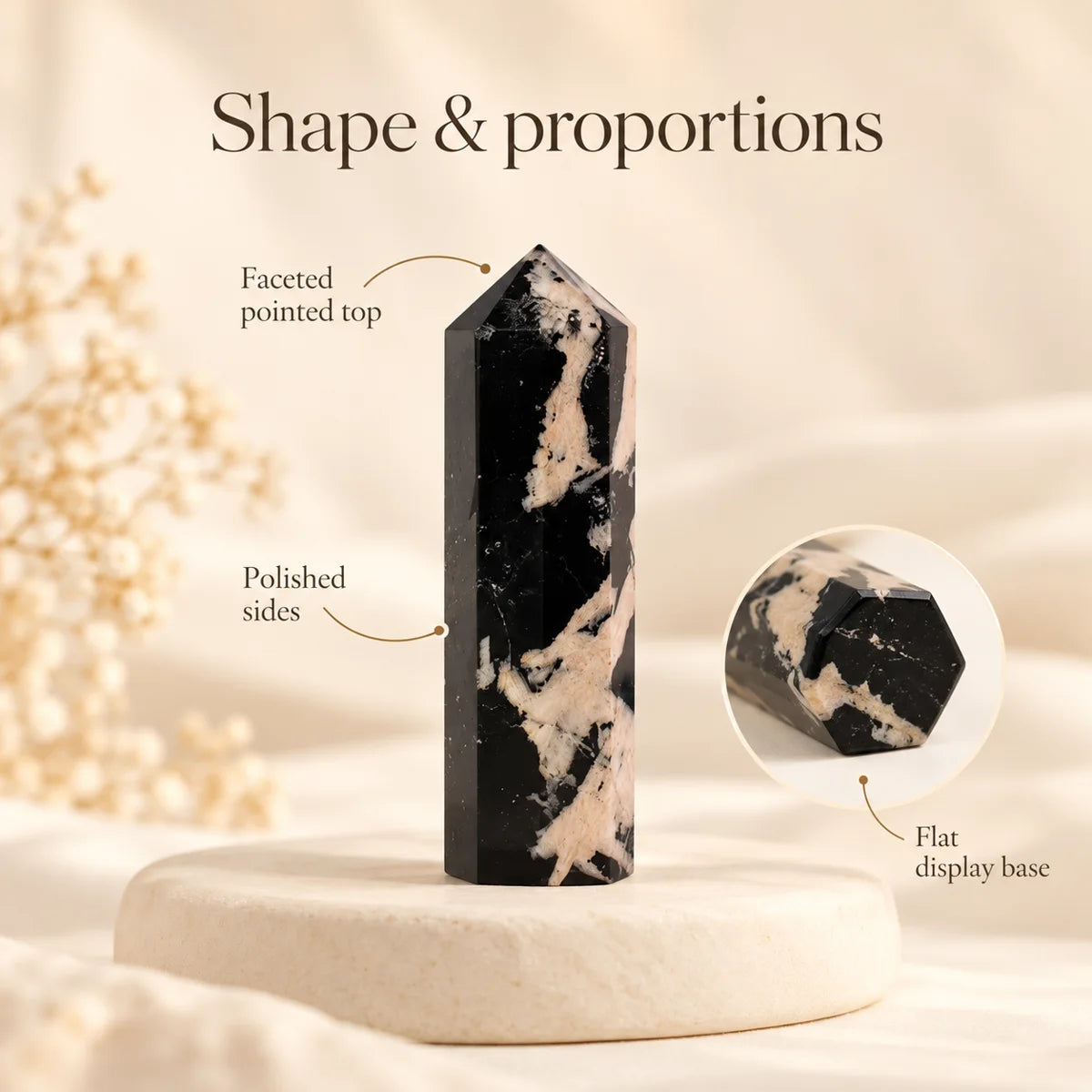 Black Tourmaline Tower — shape and proportions