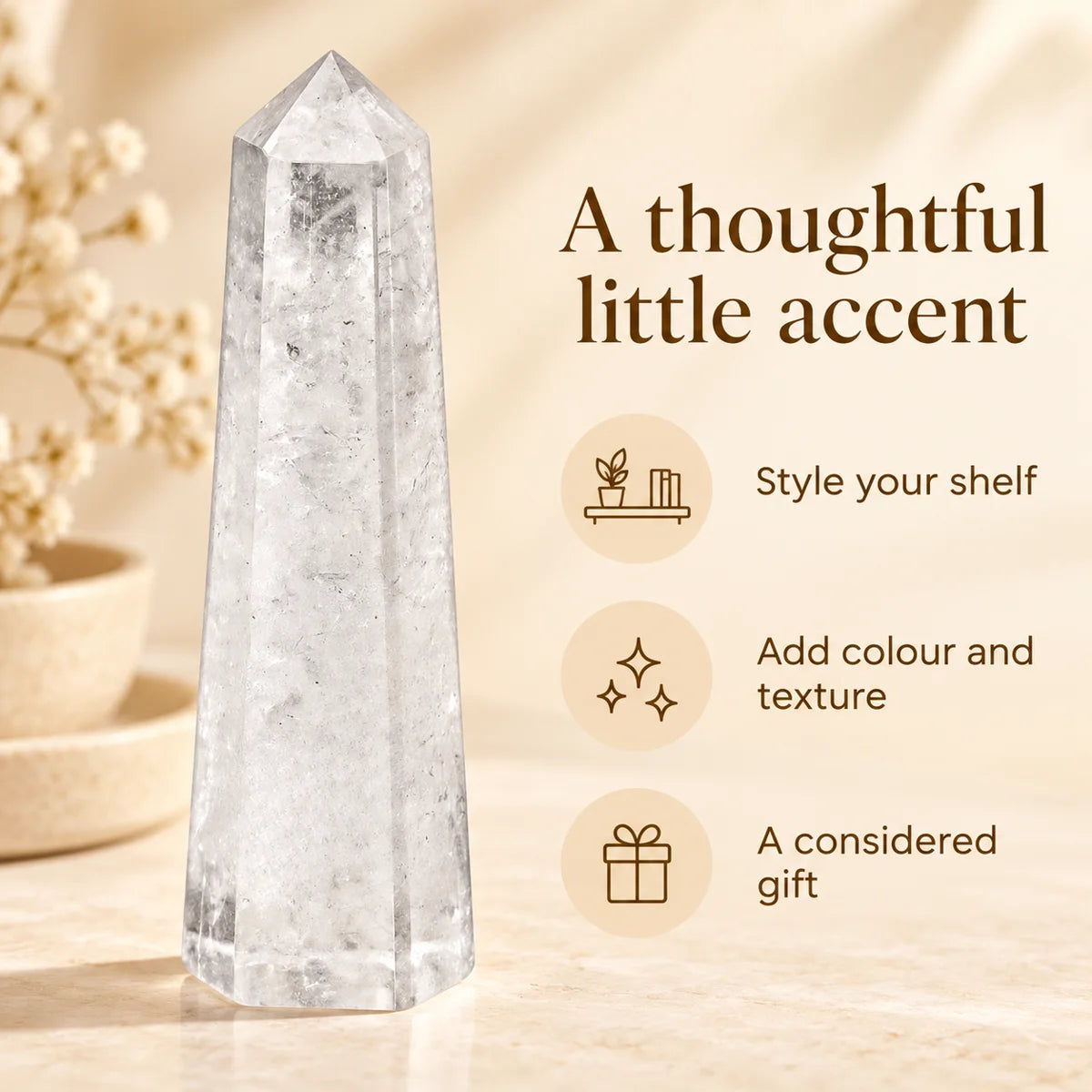 Clear Quartz Crystal Tower — benefits