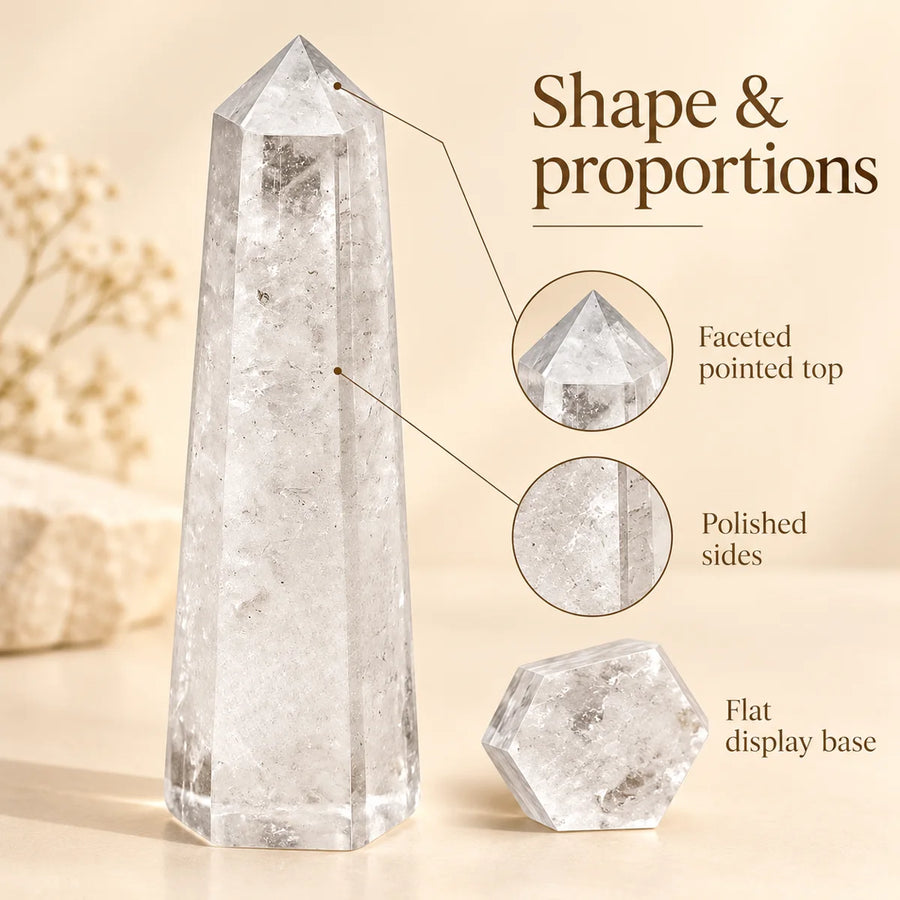 Clear Quartz Crystal Tower — shape and proportions