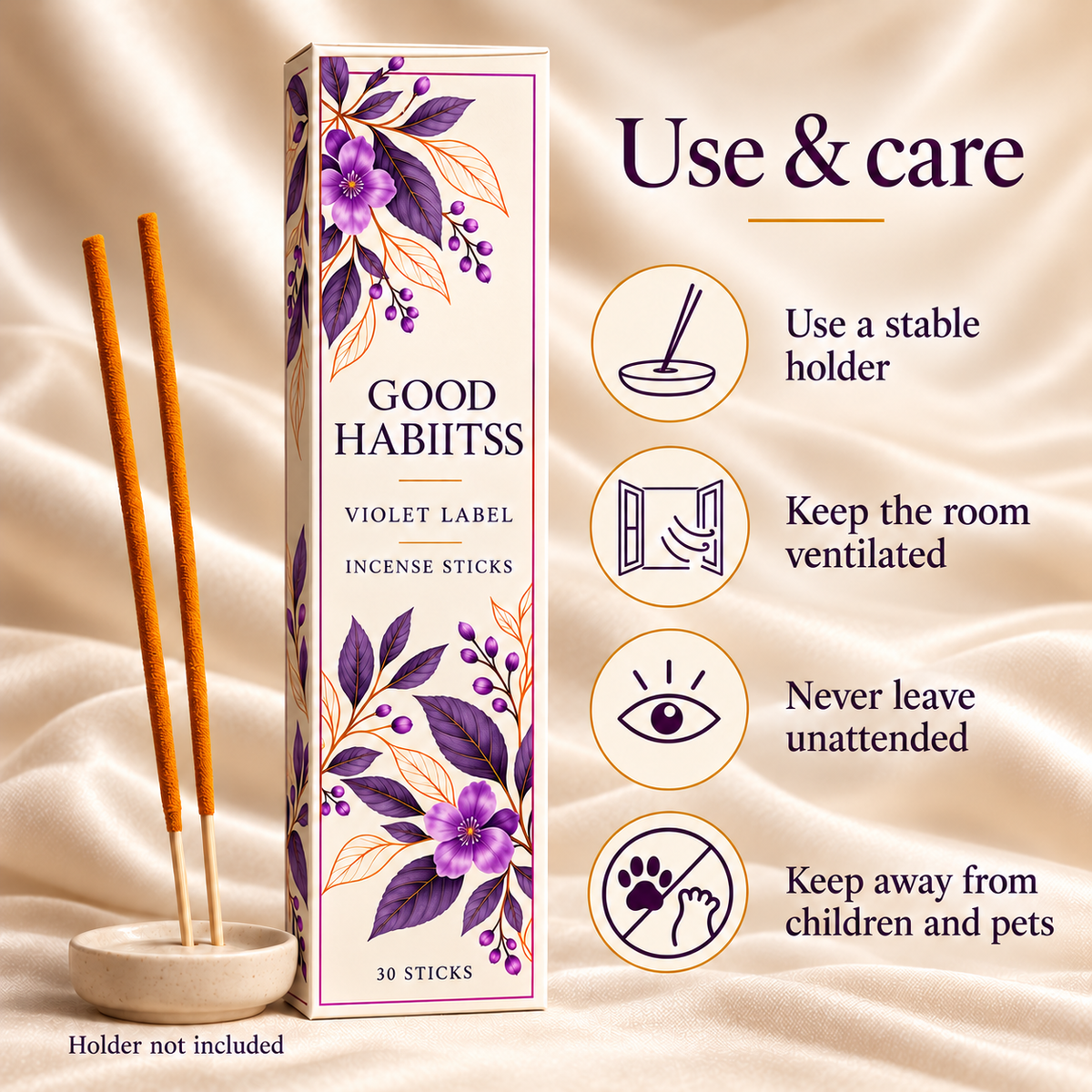Amethyst Incense Sticks – Box of 30