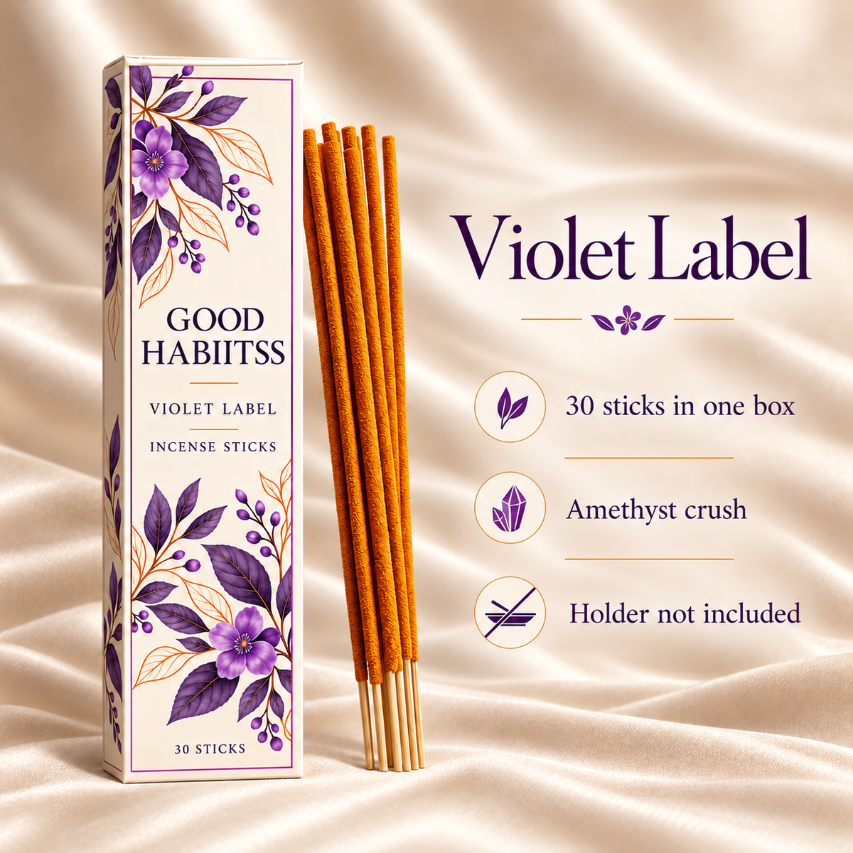 Amethyst Incense Sticks – Box of 30