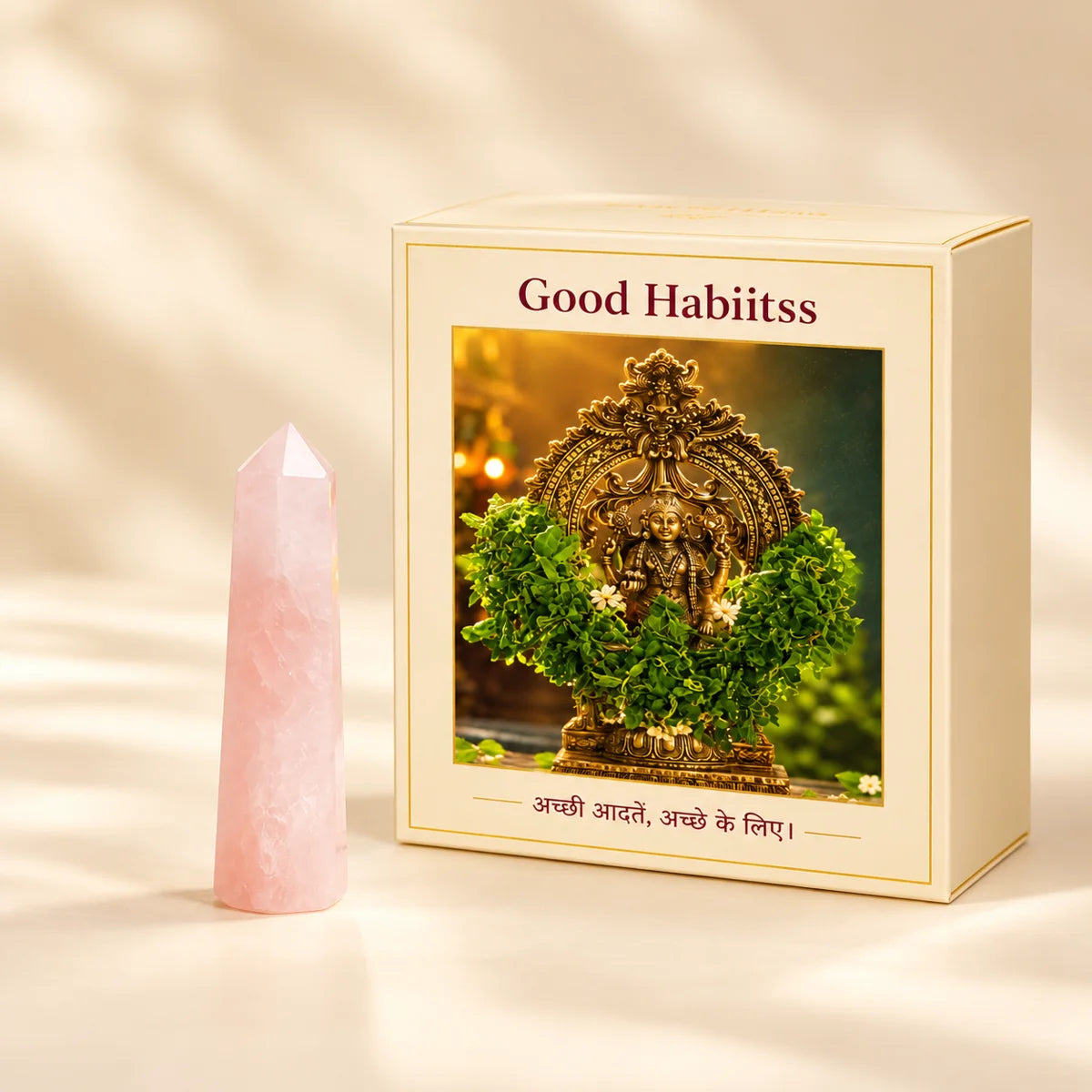 Rose Quartz Tower — Good Habiitss Box1100 packaging