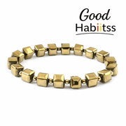 Golden Pyrite Cube Bracelet (Coated Hematite) – Wealth & Protection Crystal Jewelry - GOOD HABITSS