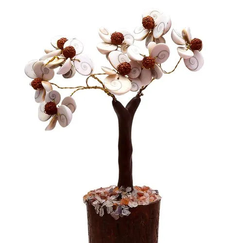 Gomti Chakra Tree with Beads Rudraksha (White and Brown)