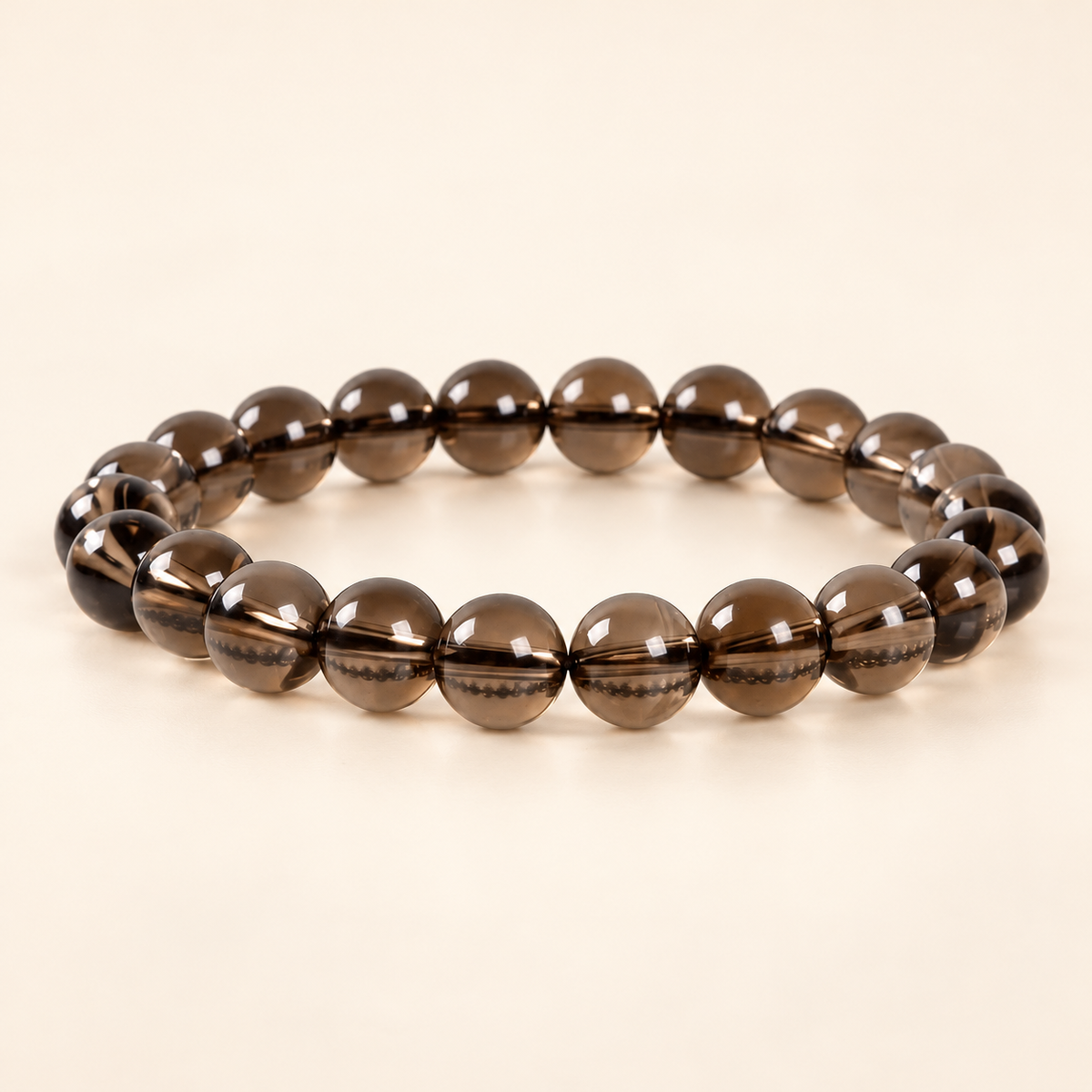 Natural Smoky Quartz Bracelet – 8mm Gemstone Jewellery — studio product view