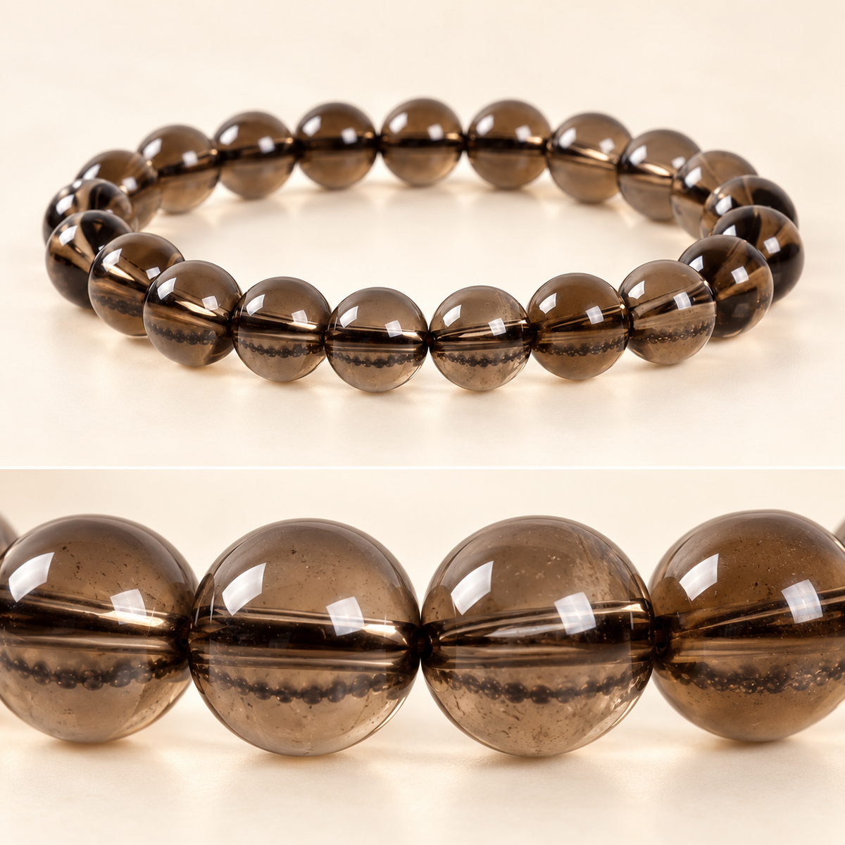 Natural Smoky Quartz Bracelet – 8mm Gemstone Jewellery — studio product view