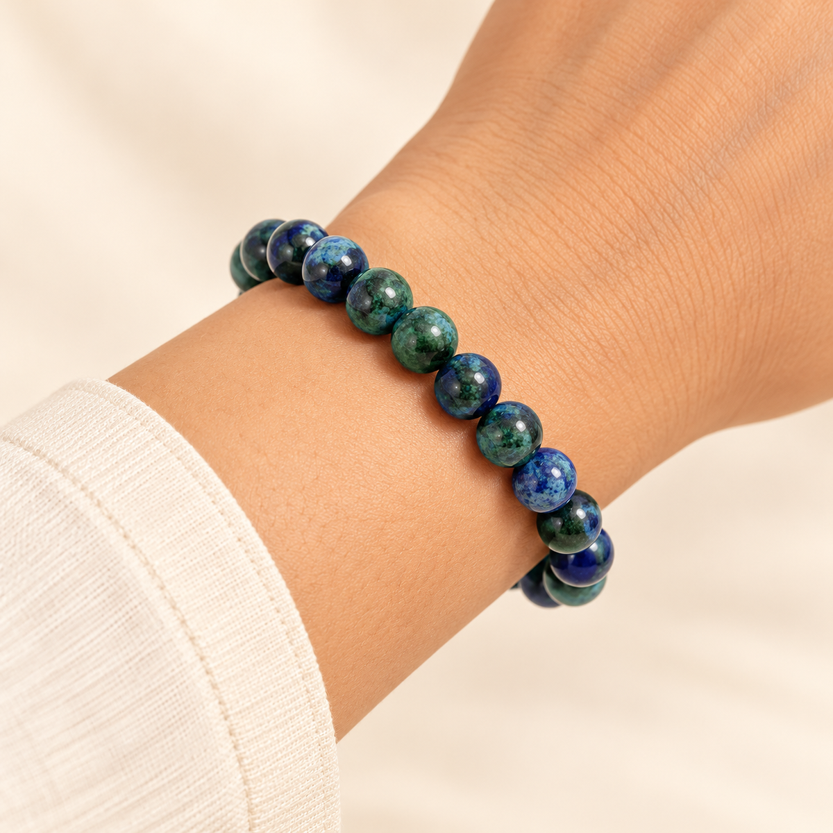 Azurite Bracelet – Natural Gemstone Jewellery — illustrative styling view
