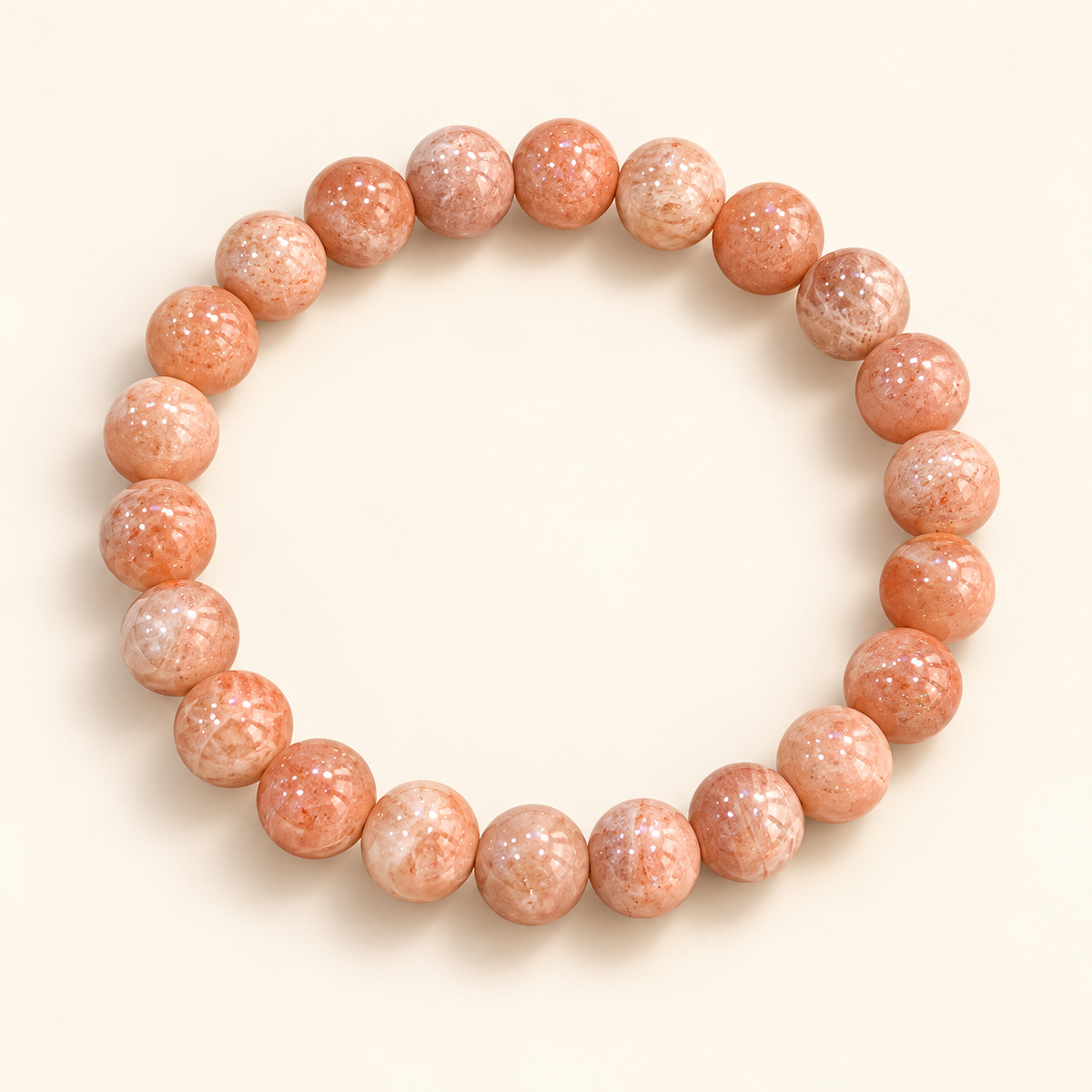 Natural Sunstone Bracelet – 8mm Gemstone Jewellery — studio product view