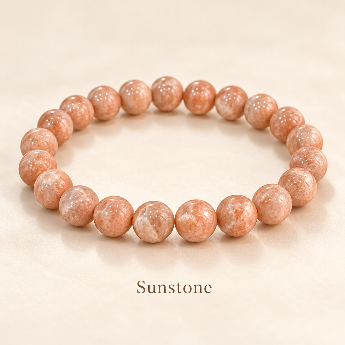 Natural Sunstone Bracelet – 8mm Gemstone Jewellery — studio product view