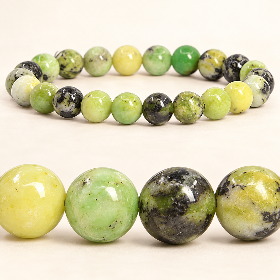 Natural Australian Chrysoprase Bracelet – 8mm Gemstone Jewellery — studio product view