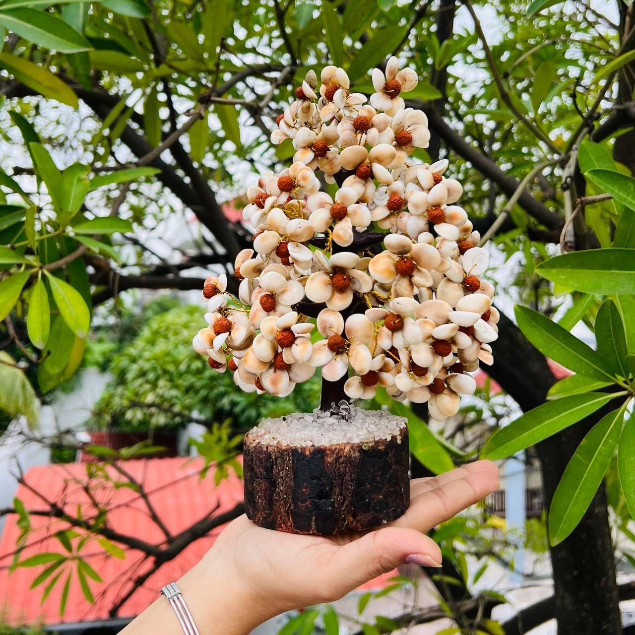 Good Habitss Stone and Rudraksha Gomti Chakra Tree with Rudraksha Beads - GOOD HABITSS