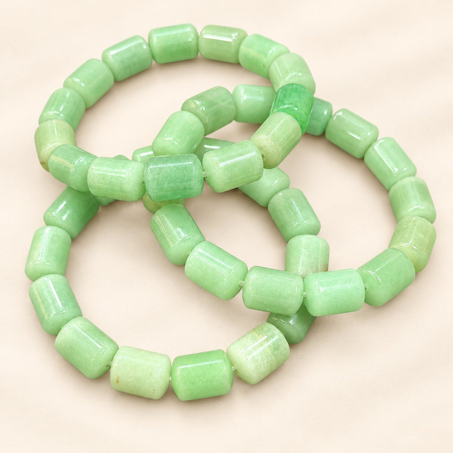 Green Aventurine Bracelet – Natural Gemstone-Inspired Jewellery on a warm cream background with a soft faded shadow