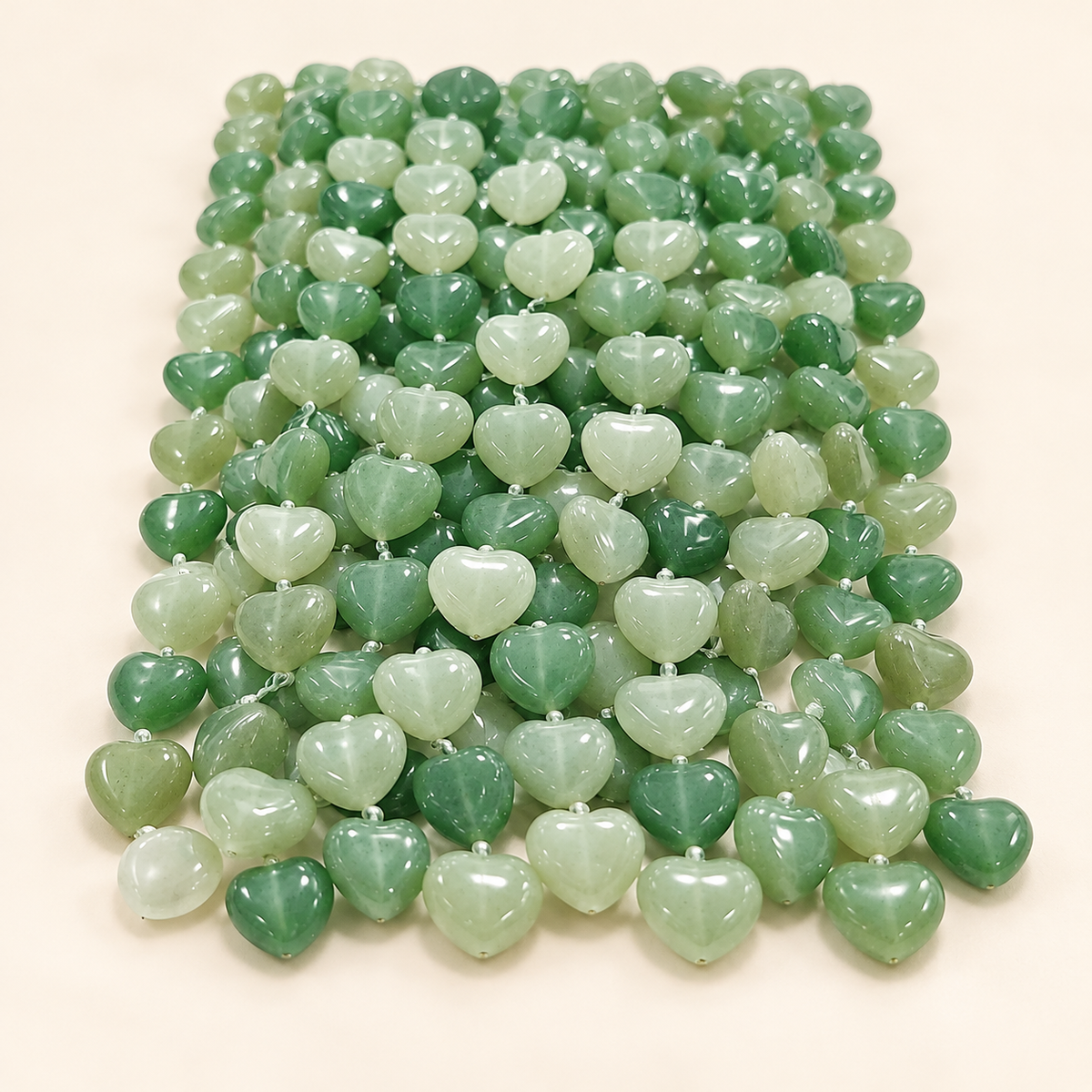 Green Aventurine Heart Beads – Natural Gemstone Décor — product detail