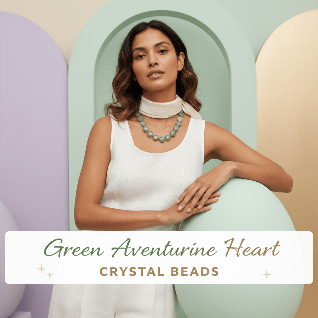 Green Aventurine Heart Crystal Beads Line - GOOD HABITSS