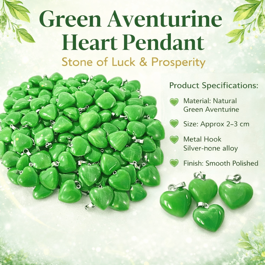 Green Aventurine Heart Pendant - GOOD HABITSS