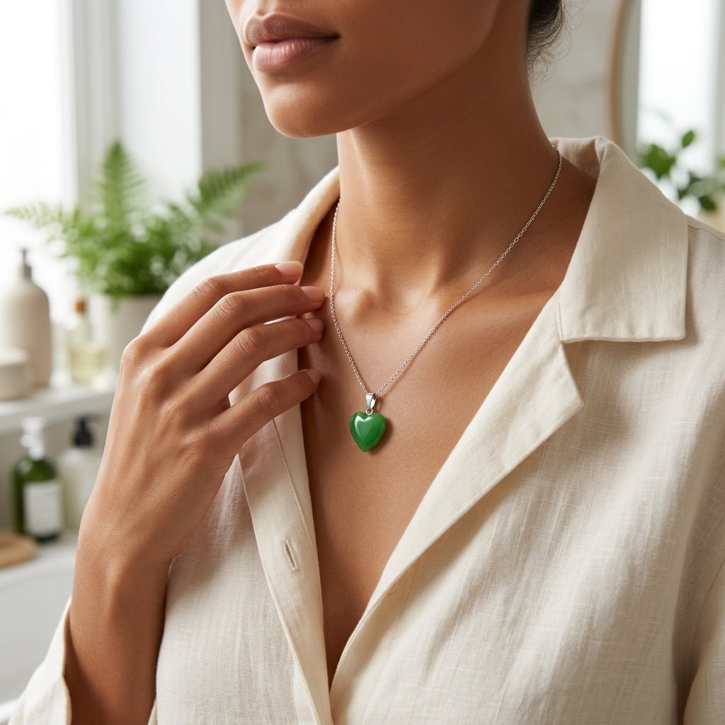 Green Aventurine Heart Pendant - GOOD HABITSS