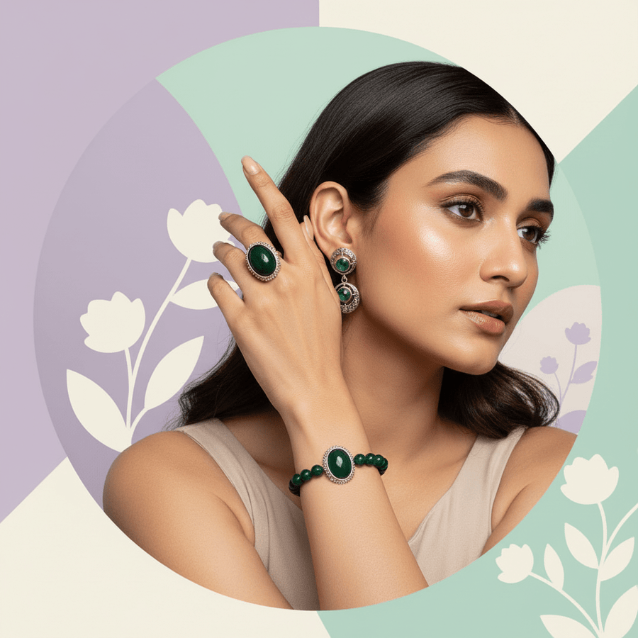 Green Aventurine Jewellery Set – Bracelet, Pendant & Earrings