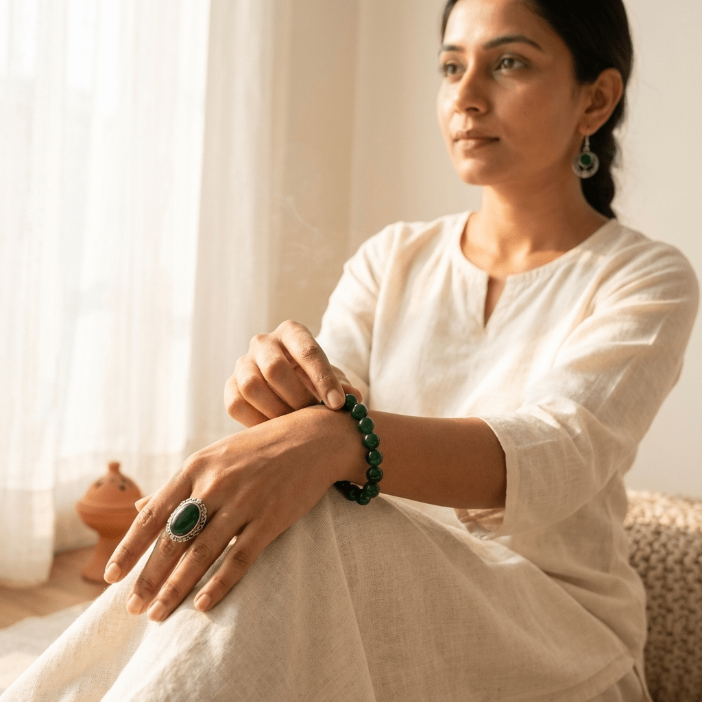 Green Aventurine Jewellery Set – Bracelet, Pendant & Earrings