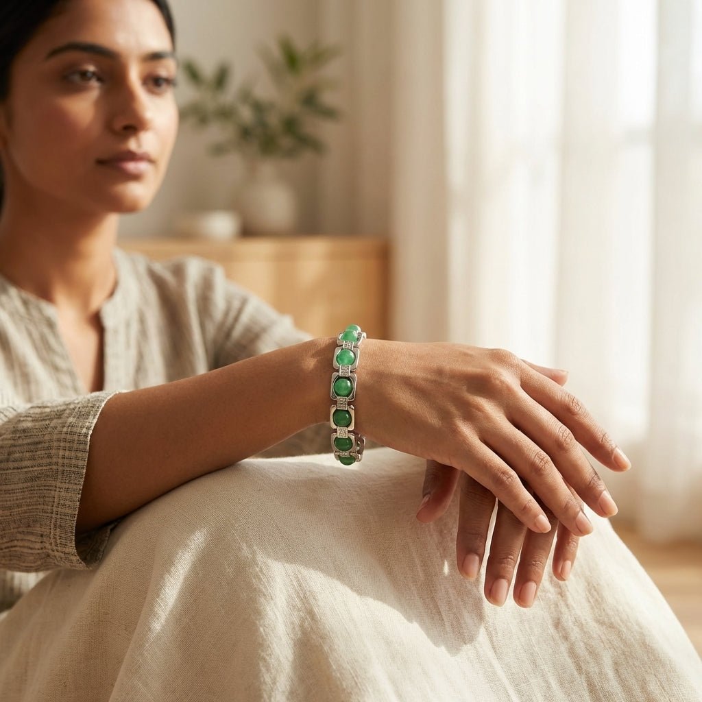 Green Aventurine Stone Metal Bracelet - GOOD HABITSS
