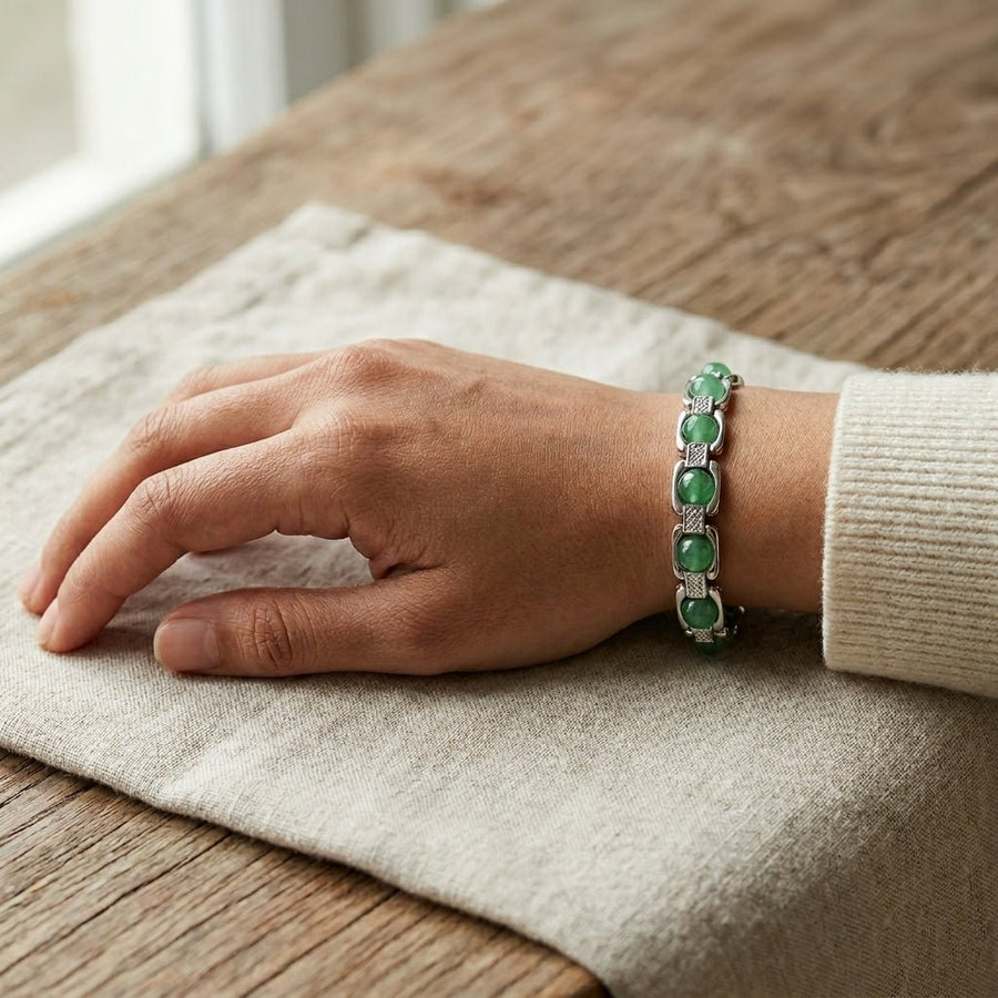 Green Aventurine Stone Metal Bracelet - GOOD HABITSS