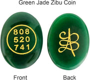 Green Jade Zibu Coin – Pack of 2 Pcs | Angelic Symbol + Grabovoi Code - GOOD HABITSS