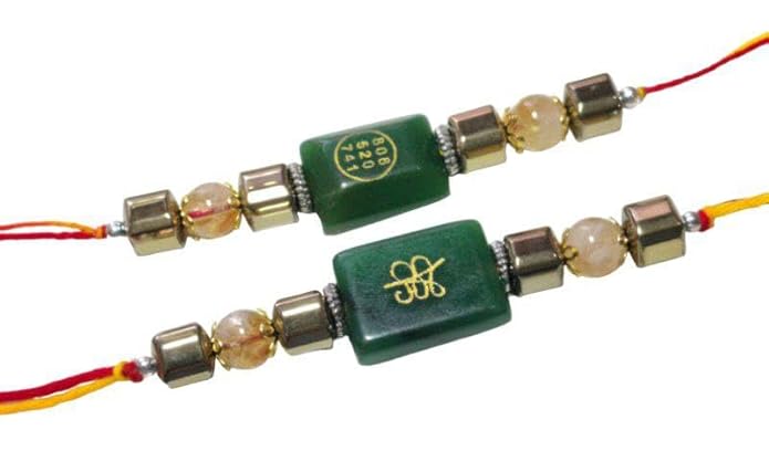 Crystal Green Jade Stone Decorative Zibu Symbol Rakhi - GOOD HABITSS