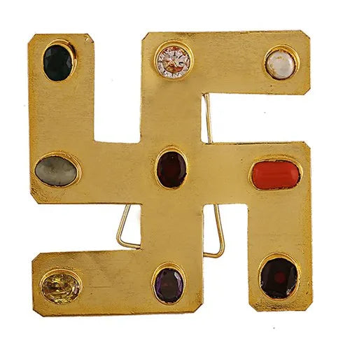 Navratan Swastik Yantra Golden Polish Yantra
