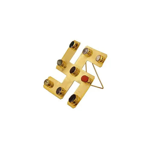 Navratan Swastik Yantra Golden Polish Yantra