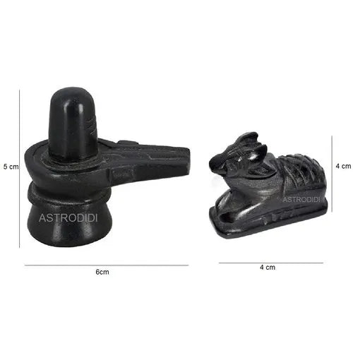 Black Stone Shivling and Nandi Made Of Stone