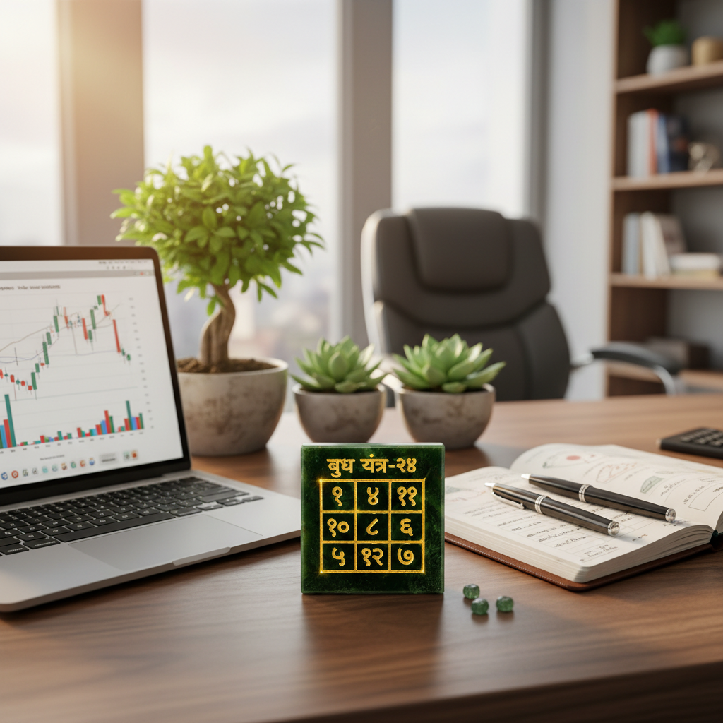 Budh Yantra on business desk for financial growth