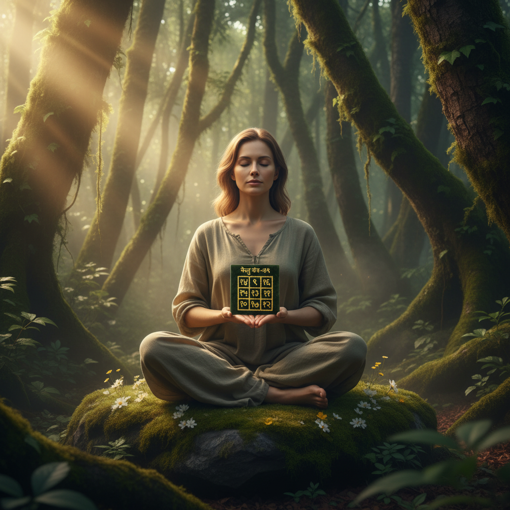 Ketu Yantra held during deep forest meditation