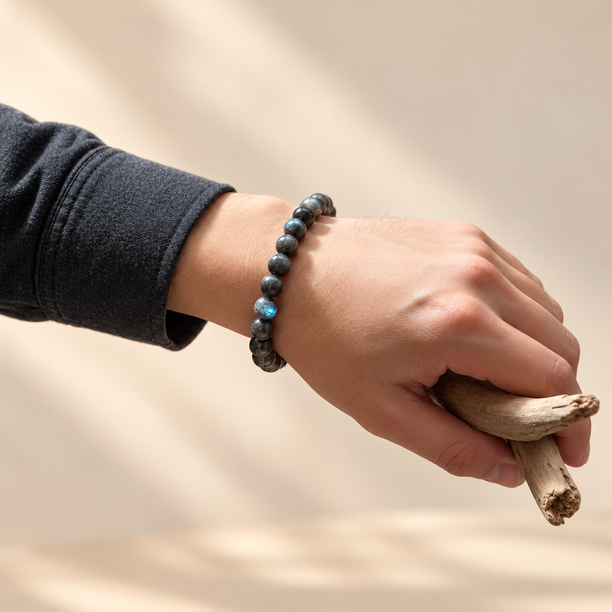 Natural Larvikite Bracelet – 8mm Gemstone Jewellery — product detail