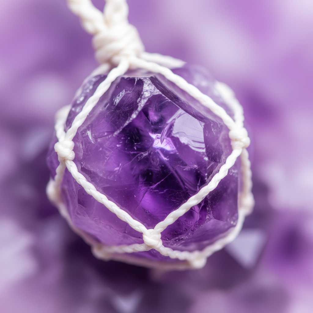 Amethyst crystal close-up macro shot