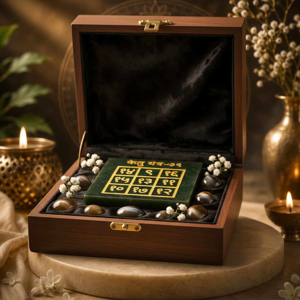 Ketu Yantra in premium gift box with dark velvet