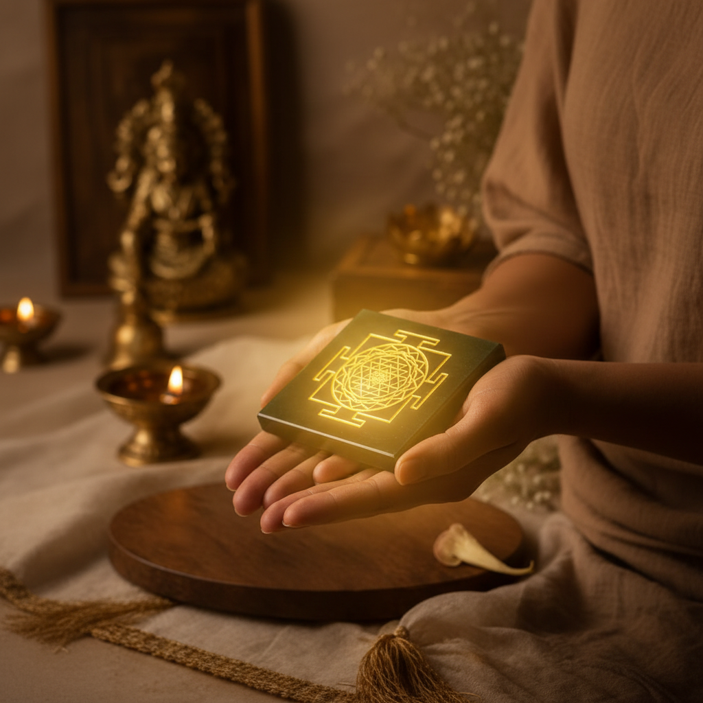 Shree Yantra held during meditation