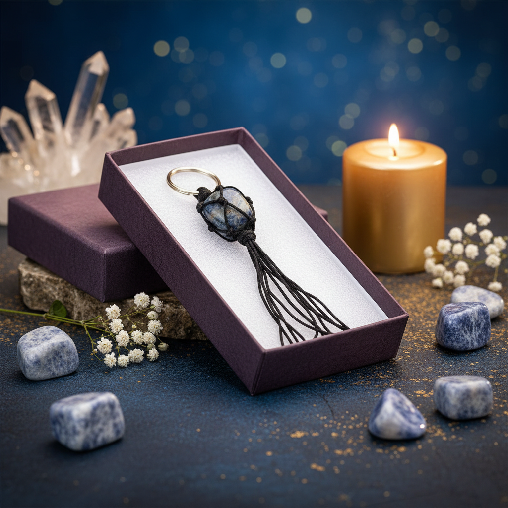 Sodalite Keychain in premium gift box
