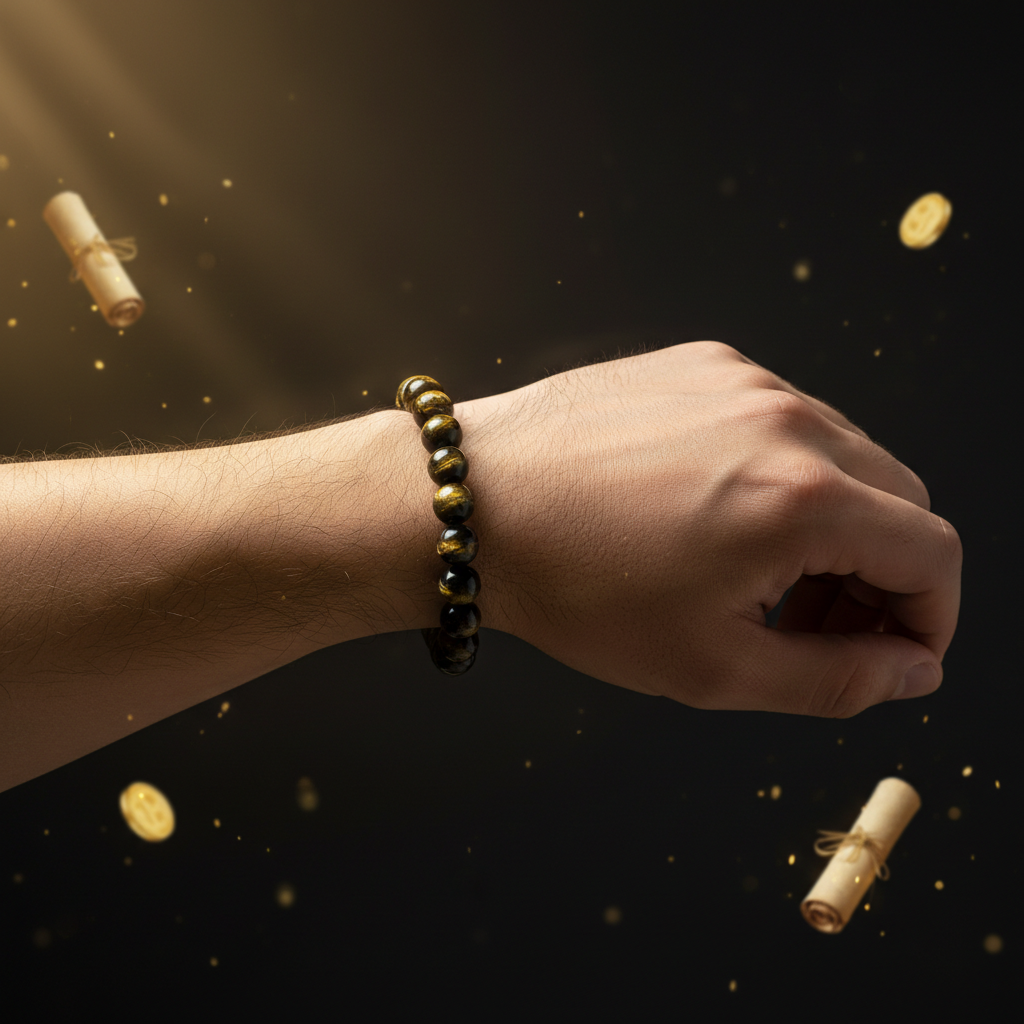 Golden Obsidian Bracelet worn on wrist