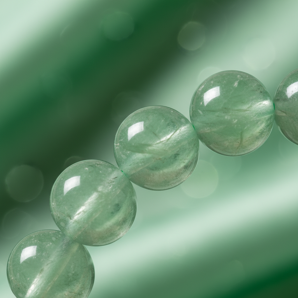Natural Green Aventurine Bracelet bead close-up macro shot