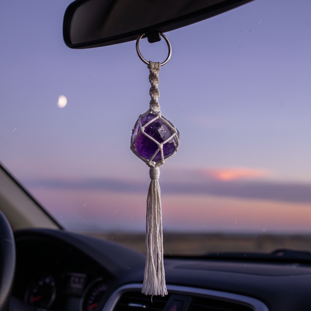 Amethyst Keychain as car hanging