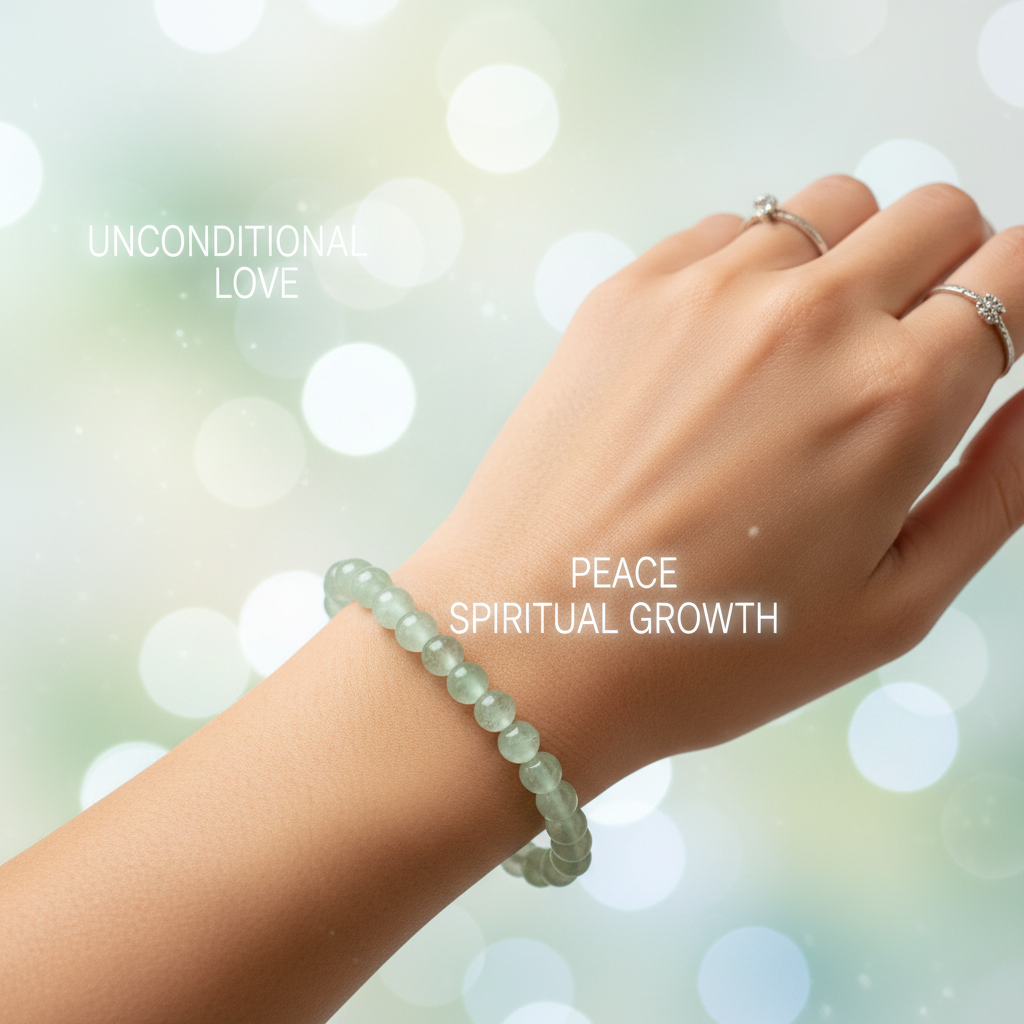 Natural Prehnite Bracelet worn on wrist