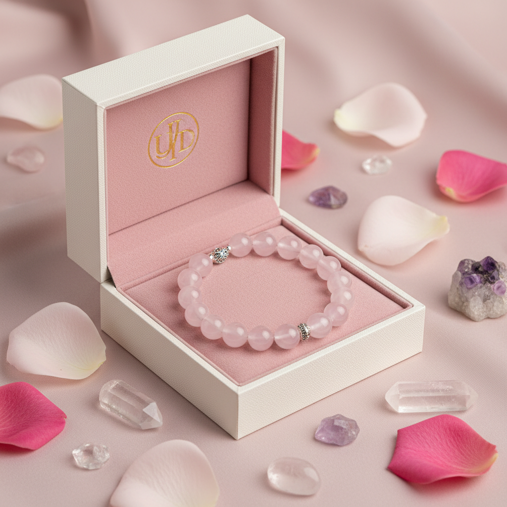 Natural Rose Quartz Bracelet in premium gift box